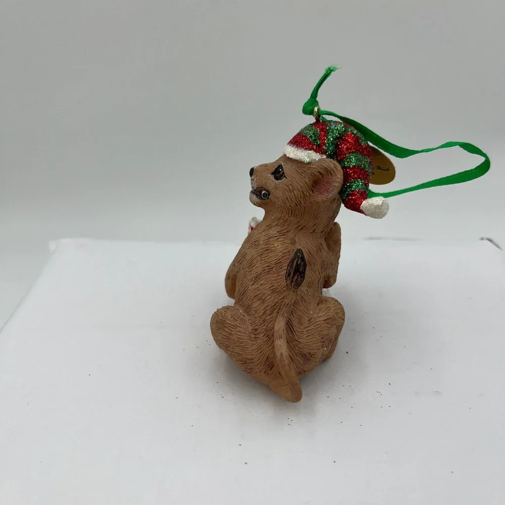 Danbury Mint Ornament Lion Cub Gingerbread House Brown Holiday Glitter Safari